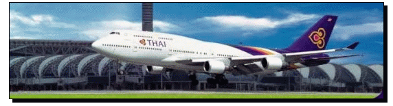 Die Landung mit der Thai Airways, im neuen Flughafen Suvarnabhumi Airport, in Bangkok